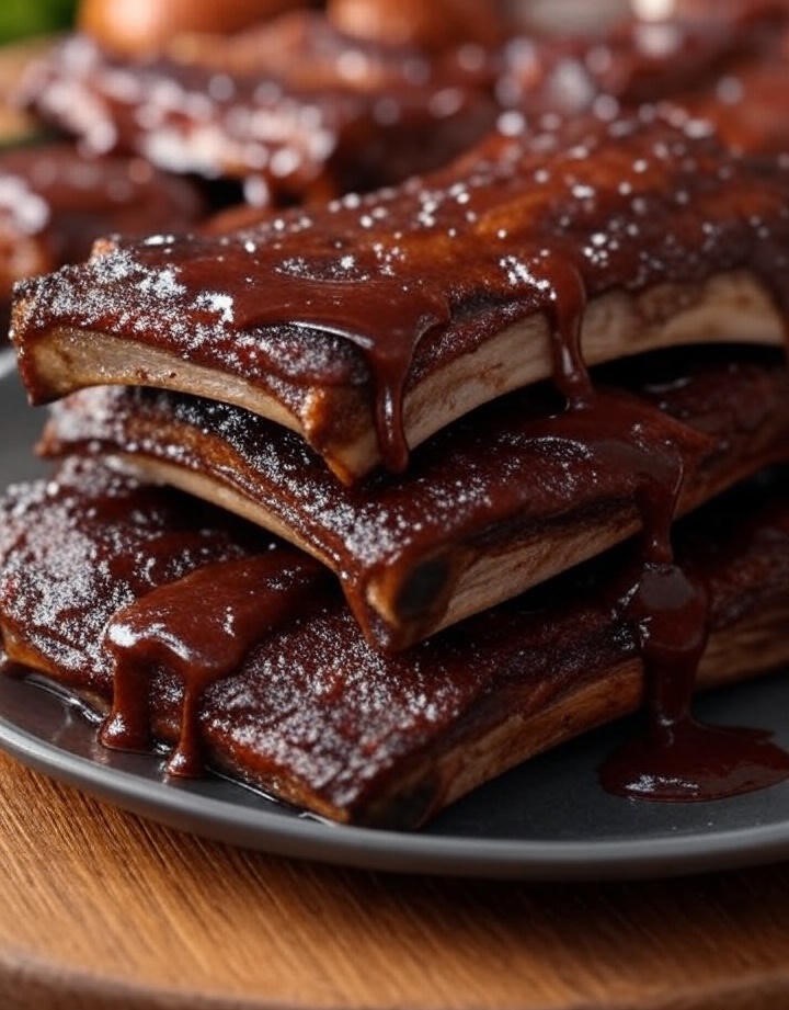 Smoky BBQ ribs recipe using Master's Hand small-batch BBQ sauces from Fort Wayne